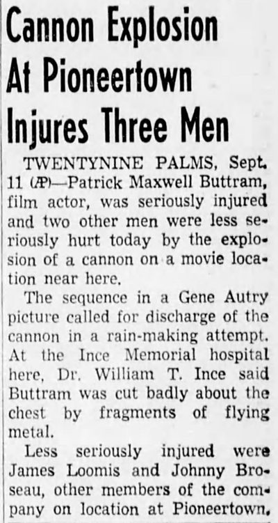 Sept. 12, 1950 - Cannon Explodes article clipping