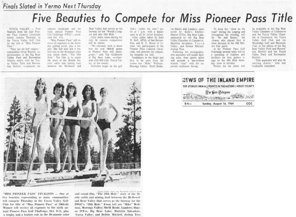 Aug. 16, 1964 - The San Bernardino County Sun artcile clipping
