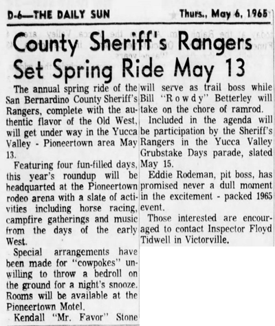 May 6 1965 - The San Bernardino County Sun article clipping