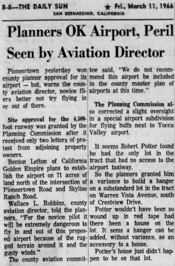 Mar. 11, 1966 - The San Bernardino County Sun article clipping