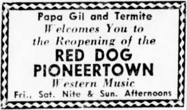 Red Dog Saloon advertisement