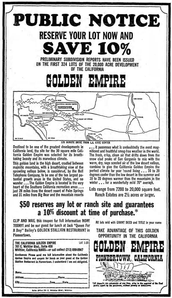 Golden Empire Advertisement Jan. 20, 1966