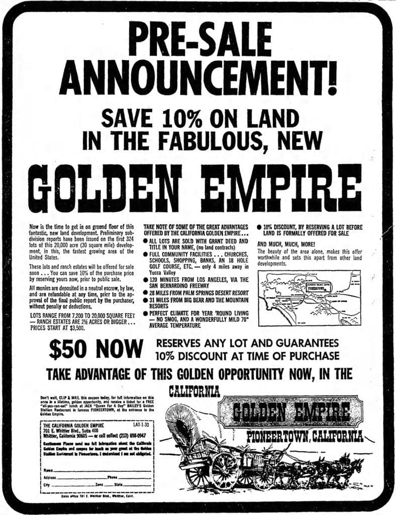 Golden Empire Advertisement Jan. 30, 1966