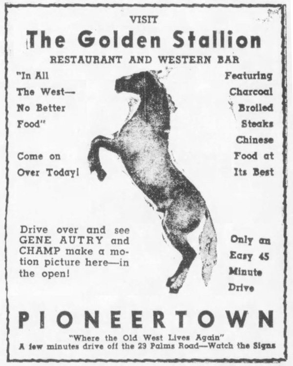 Golden Stallion Advertisement May 27, 1949