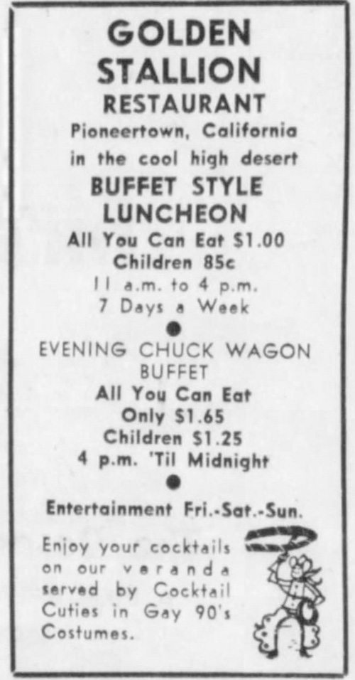 Golden Stallion Advertisement Sept. 16, 1965