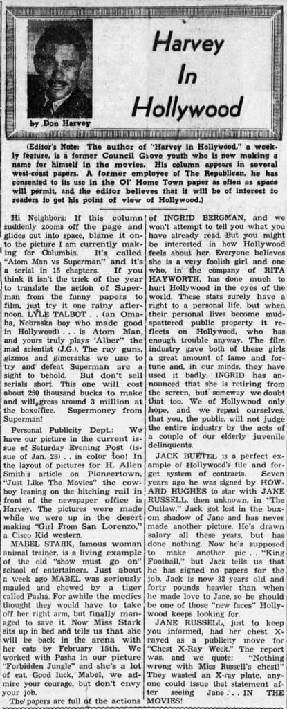 Feb. 17 1950 - Council Grove Republicann article clipping