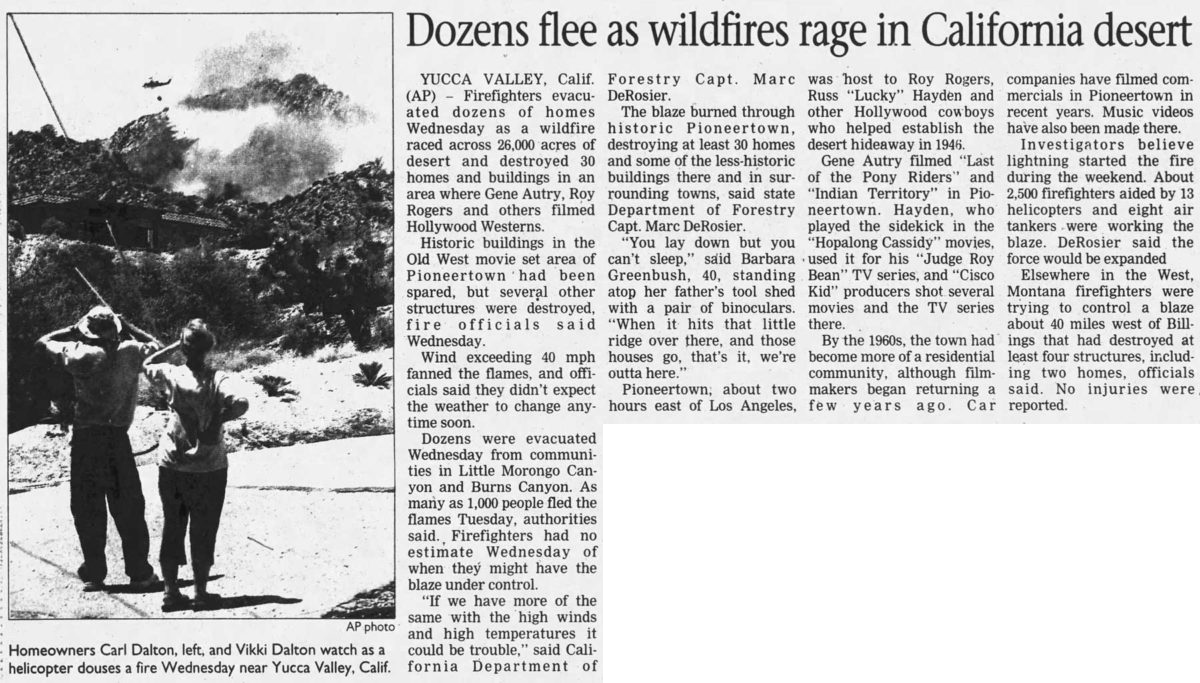 dozens flee wildfire clipping