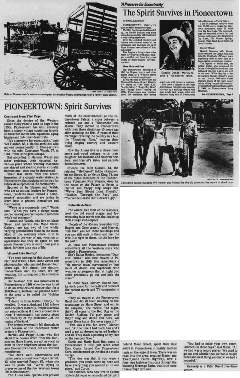 Sept. 26, 1983 Pioneertown spirit article clipping