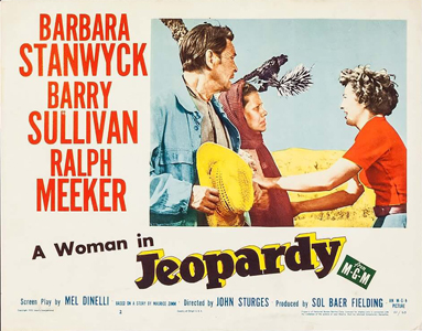 a woman in jeopardy lobby card