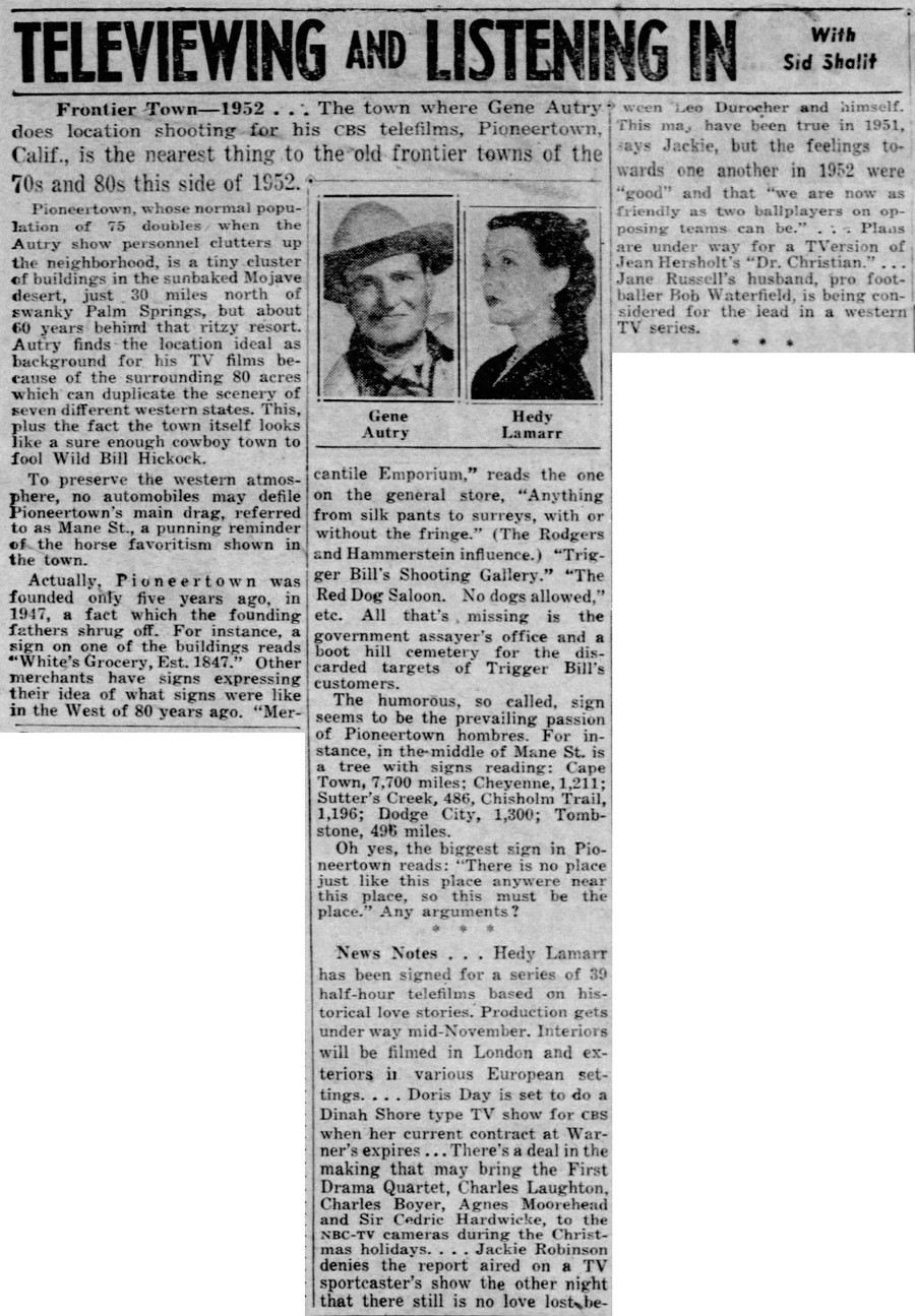 Oct. 29, 1952 - Daily News clipping