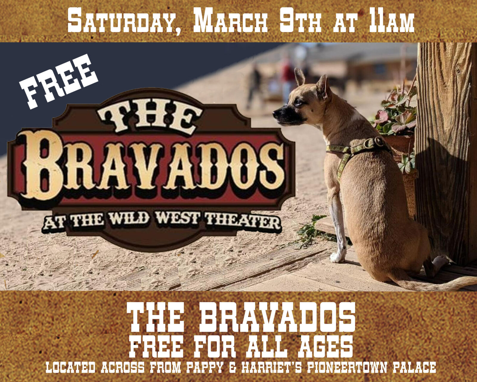 Bravados stunt show. Free to all ages. Across from Pappy and Harriet's Pioneertown Palace/